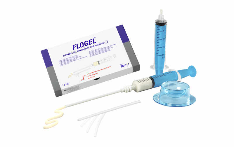 FLOGEL flowable gelatin haemostatic matrix syringe kit for precise bleeding control in minimally invasive surgery
